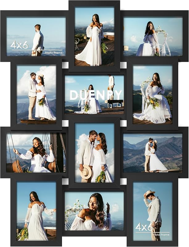 DUENPY 4x6 Collage Frame 12 Pack Glass Assembly Required Black - image 1 of 4