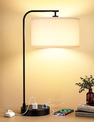 20.7" Tall Table Lamp with USB & Outlet, Fully Dimmable Nightstand Lamp - image 2 of 4