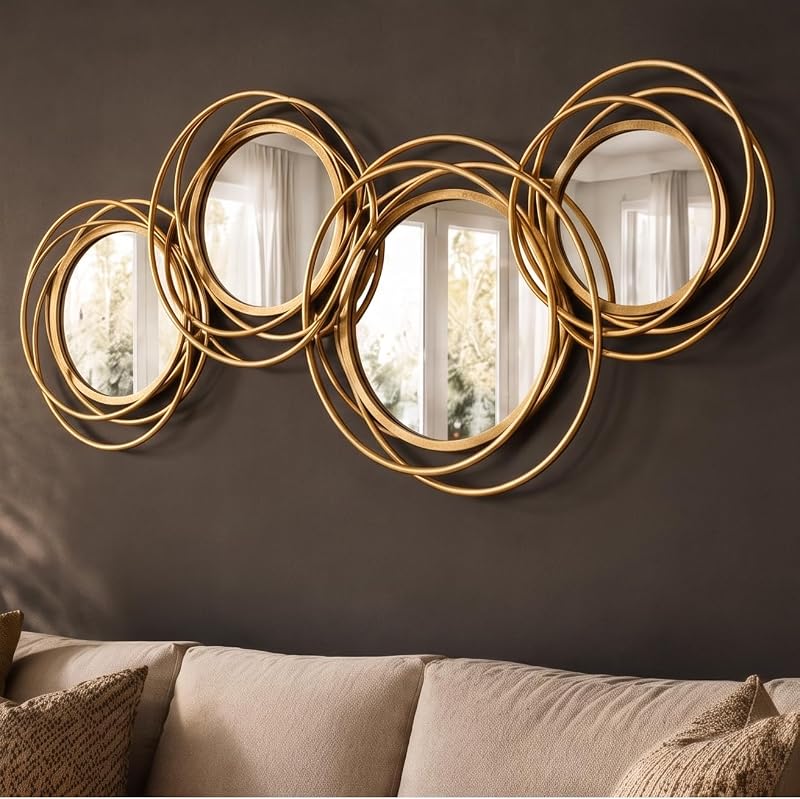 4-Circle Gold Decorative Wall Mirror, 43.3 x 17.3 in - image 1 of 4