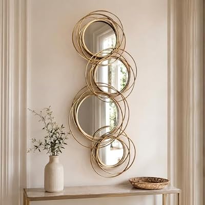 4-Circle Gold Decorative Wall Mirror, 43.3 x 17.3 in - image 3 of 4
