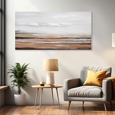 Framed Abstract Wall Art Wall Decor Modern Canvas Abstract Wall Art Brick-Red and Greyish White for Living Room Bedroom Dining Room Home Office Decor 24"x48" - image 4 of 4