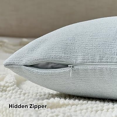 FUTEI Pack of 2 Faux Linen Throw Pillow Covers 18x18 Inch,Dusty Blue - image 4 of 4