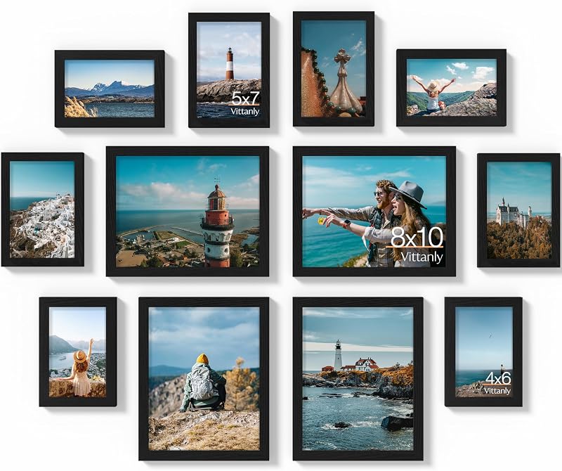 Vittanly 12 Pack Picture Frames Collage Wall Decor, Black - image 1 of 4