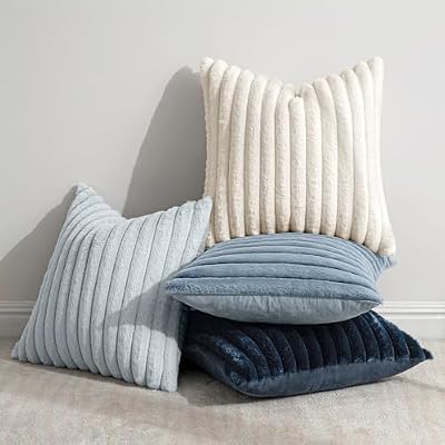 MIULEE Faux Fur Plush Decorative Throw Pillow Covers 18x18, Navy Blue - image 4 of 4