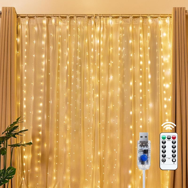 Brightown 300 LED Fairy Curtain Lights, 9.8ft x 9.8ft Curtain String Lights - image 1 of 4