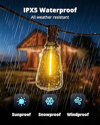 VIPAR Outdoor String Lights,25FT LED Patio Lights Waterproof 11 ST38 Bulbs - image 3 of 4