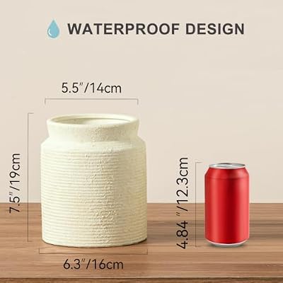 Rustic Utensil Holder for Kitchen Countertop - 7.6 inch Ceramic Utensil Crock Farmhouse Cooking Utensil Organizer for Spatula, Spoon (M-Antique) - image 3 of 4