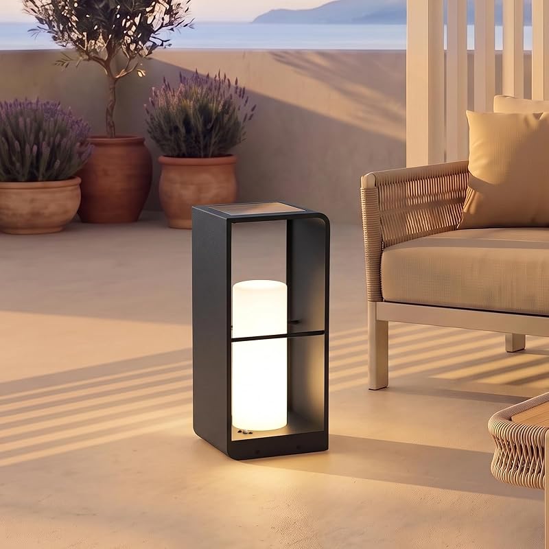 Modern Floor Lamp with Remote, Dusk to Dawn Outdoor Solar Lanterns - Floor Lamps, product photo on a white background