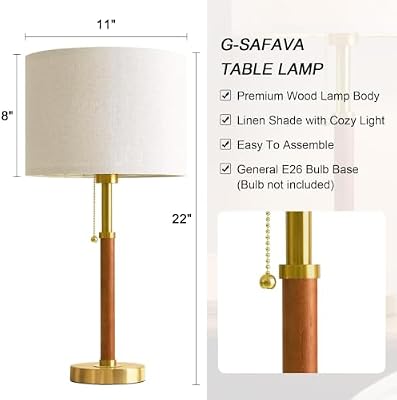 22" Wood Table Lamps Mid Century Modern Lamp for Bedroom Living Room - image 3 of 4