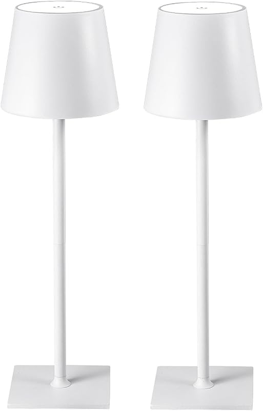 CHLORANTHUS 2 Pack Cordless Table Lamps, 3 Colors Stepless Dimming, 5000mAh Rechargeable Battery LED Desk Lamp for Bedroom/Couple Dinner/Desk/Cafe/Dining Room/Terrace - Table Lamps, product photo on a white background