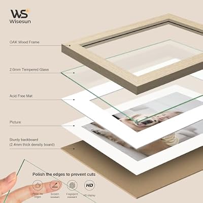 5x7 Picture Frame 5 Pack, Oak Wood with Real Glass, 4x6 Mat - image 4 of 4