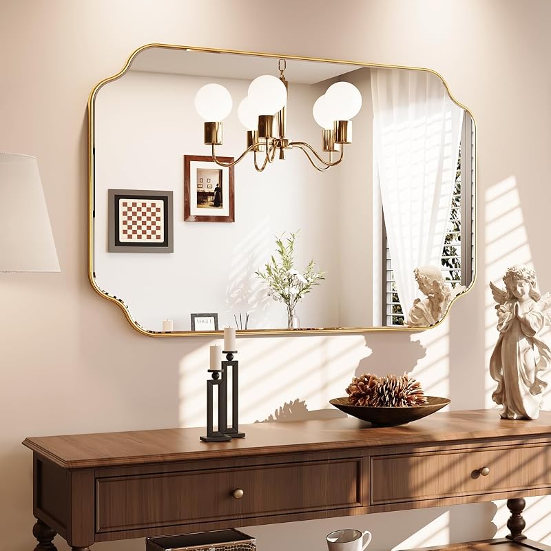 Kelly Miller 32"x48" Gold Foil Scalloped Decorative Wall Mirror - image 1 of 4