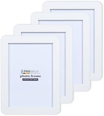 ZPAN 5x7 Picture Frames Set of 4, Picture Frame with Real Glass, White Wooden Picture Frame with Rounded Corners, Suitable for Hanging or Tabletop Display (White) - image 2 of 4