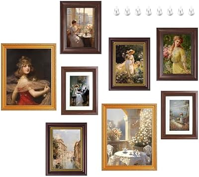 8 Pack Vintage Picture Frames for Wall or Tabletop Ornate Antique Photo Frames with Glass, Classic Wall Art Decor for Gallery, Living Room, Bedroom, Farmhouse, Mixed Sizes 8x10 & 5x7，(No Photos) - image 2 of 4