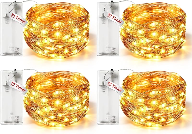 litogo 4 Pack Fairy Lights Battery Operated with Timer, 10FT String Lights - image 1 of 4